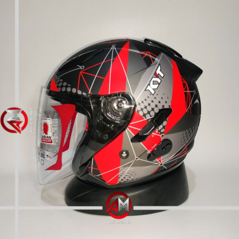 HELM KYT GALAXY FLAT R MATRIX MATT BLACK RED DOUBLE VISOR KYT GALAXY FLAR R MATRIX