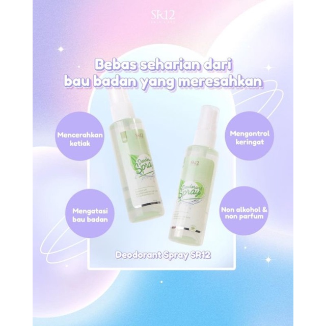 SR12 Deodorant Spray Herbal Atasi Bau Ketiak - Deo Spray Tawas Hilangkan Keringat Berlebih dan Bau Badan - Deodoran Alami Pencerah Ketiak