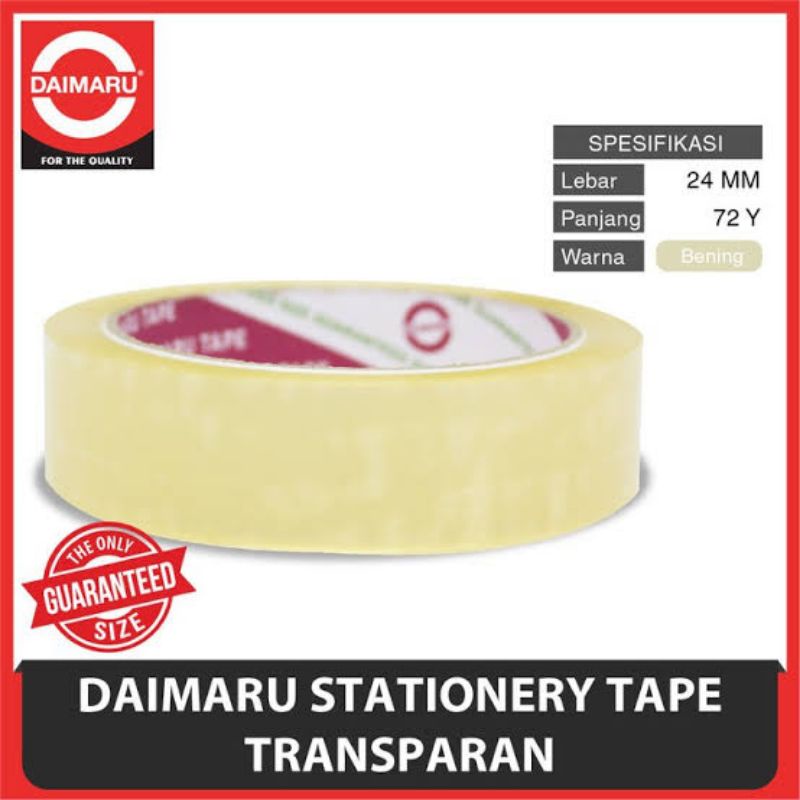 

Solasi Daimaru 24mm/Isolasi Bening /Selotip 2jari/ Lakban 24mm X 72 Y