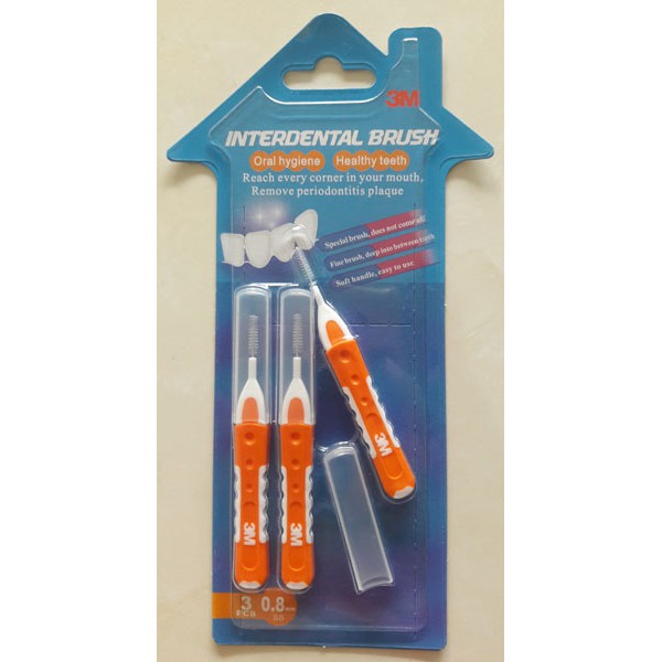 Original 3M Interdental Brush Warna Orange 0.8mm Sikat Behel