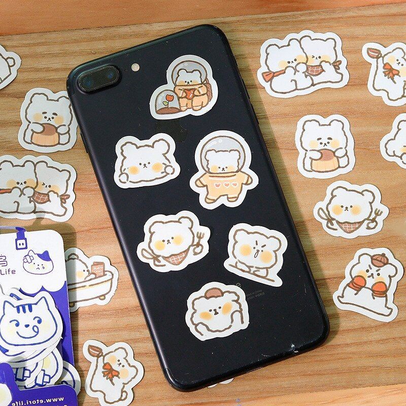 

40pcs stiker aesthetic lucu beruang anjing tupai