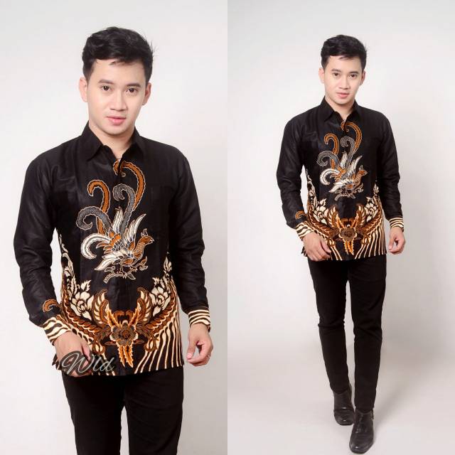 Kemeja panjang pria modern merpati hitam kemeja batik pria murah