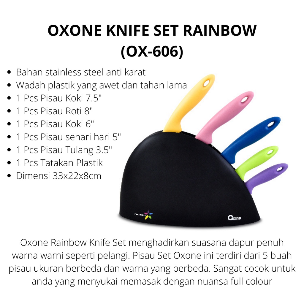 OXONE OX-606 SET KNIFE OXONE OX-606 KNIFE SET OXONE RAINBOW PISAU SET OXONE KNIFE SET