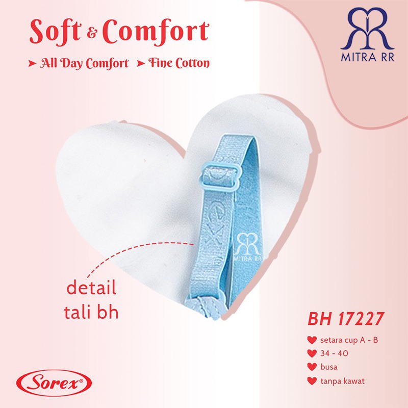 BH Sorex 17227 Bra Busa Tanpa Kawat Setara Cup A-B Kait 2 Soft &amp; Comfort
