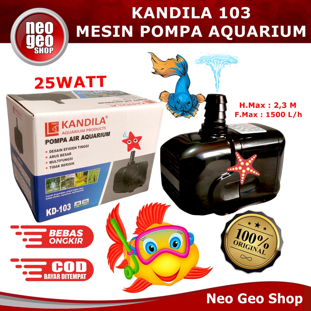 KANDILA KD103 KD 103 POMPA AIR CELUP KOLAM IKAN AQUARIUM