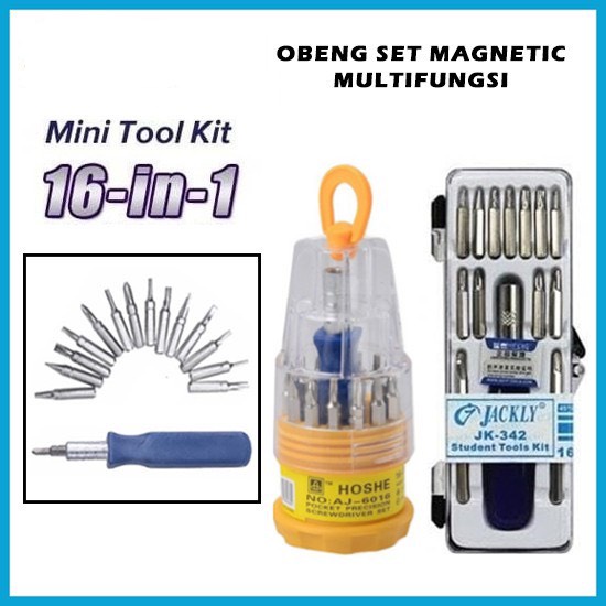 Obeng Set 16in1 Magnetic Toolkit Screwdriver mini kepala magnet tools sekrup kecil min bunga multi
