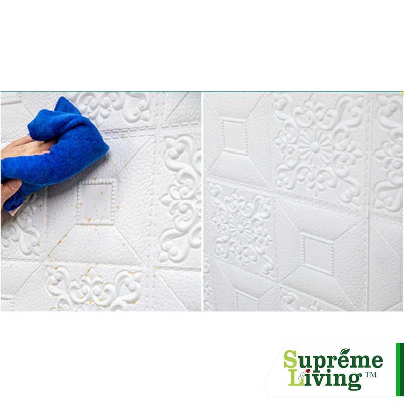 BATIK KUBIK Wallpaper 3D Foam Stiker Emboss Peredam Udara Suara Dinding