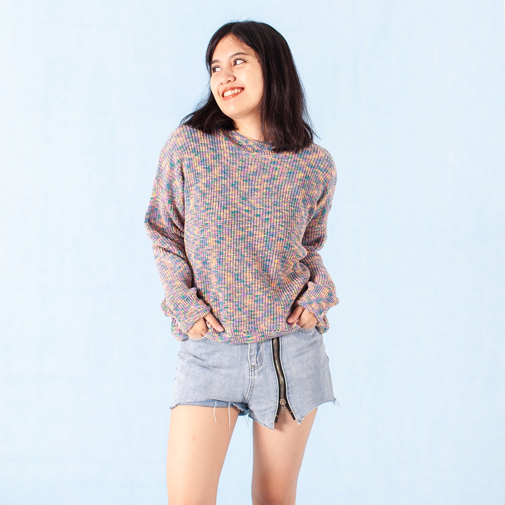 Yesyou Serendipty Candy Blue Oversized Knitwear