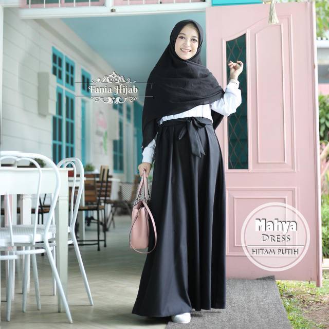  Gambar  Baju  Gamis Hitam  Putih  Voal Motif