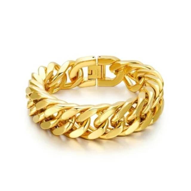GELANG RANTAI TITANIUM GOLD BESAR LEBAR