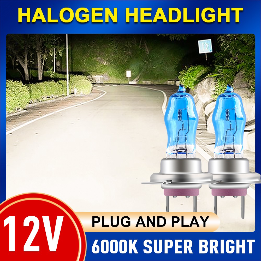 2pcs Lampu Halogen H1 H3 H4 H7 H9 H11 9006 100w 12v 6000k Warna Putih Untuk Fog Lamp / Headlight Mobil / Motor