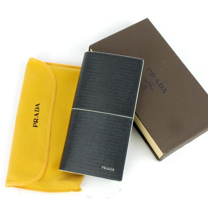 607J Dompet Panjang Pria Kulit Asli Murah Terbaik - Prada Ssr-2621 Grey Top