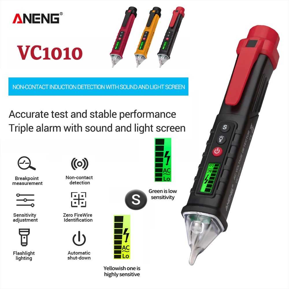 Multitester ANENG Tester Non Contact AC Voltage Alert Detector 12V-1000V - VC1010