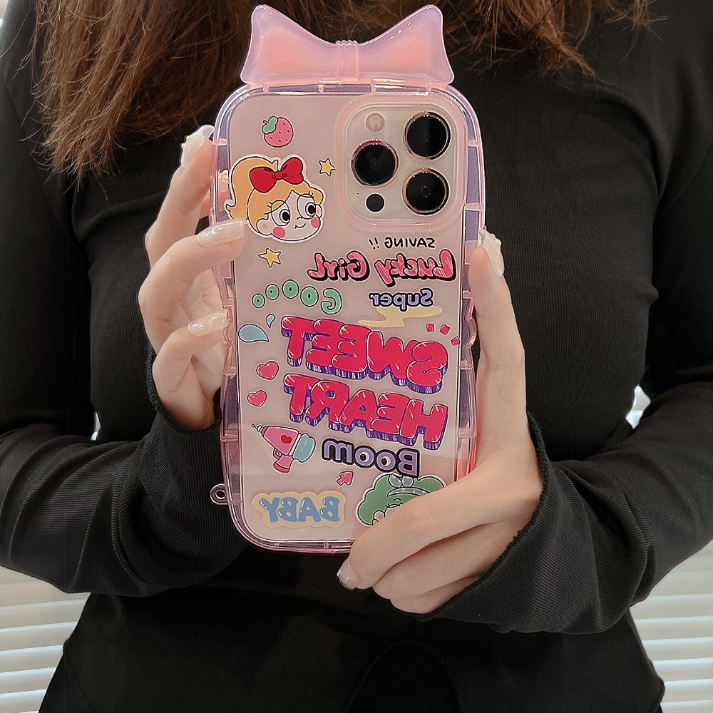 Ins Casing iPhone 14 14pro 14max 14prm 13 13pro 13prm 11 7Plus 8Plus Xr XS Max 12pro Max Motif Pink