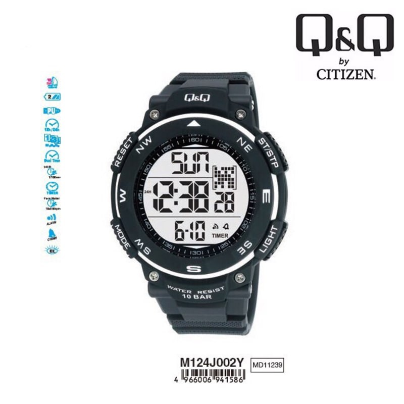 Jam Tangan Pria Q&amp;Q QnQ QQ M124 M124J Digital Water Resist Original