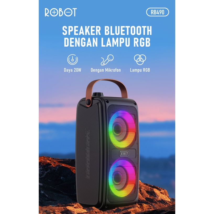 Robot RB490 BOOMBOX Portable Bluetooth Karaoke Bluetooth Speaker + Mic