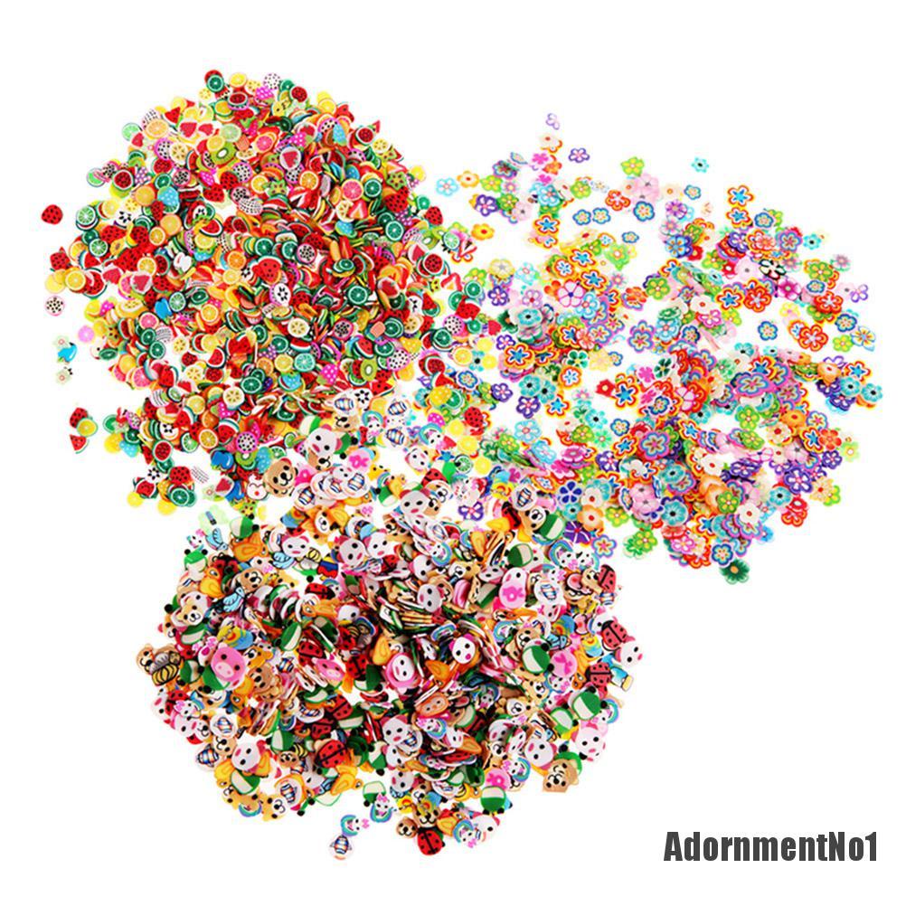 (Adornmentno1) 1000pcs / Set Stiker Polymer Clay 3d Untuk Dekorasi Nail Art / Manicure