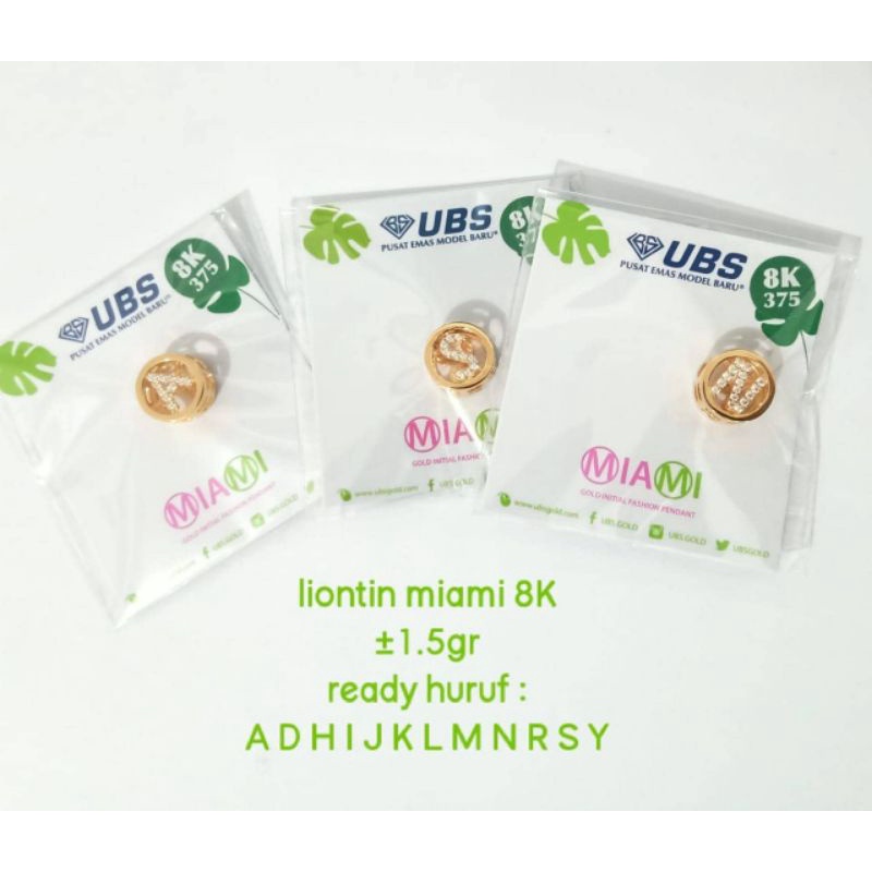 CHARM LIONTIN MIAMI HURUF KADAR 375 8K