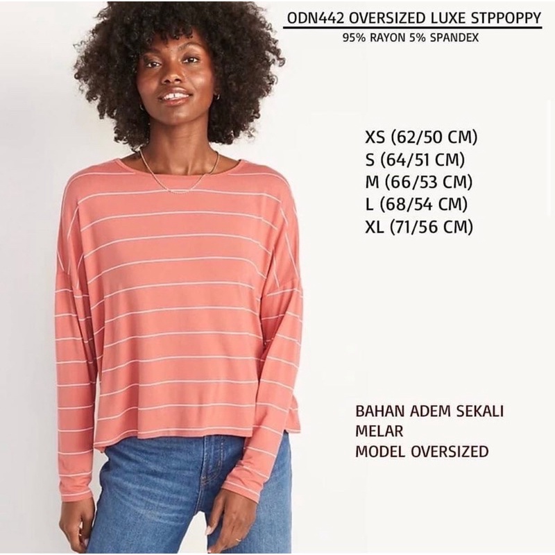 kaos wanita lengan panjang adem melar branded OLD NAVY original