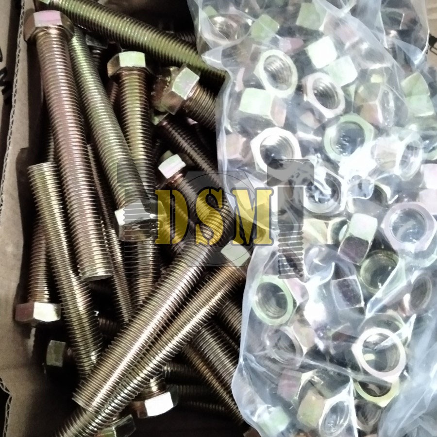 Grade 4.6 Baut 12 / Mur Baut Kuning 8x100 / BMK M8x100 Pitch 1,25