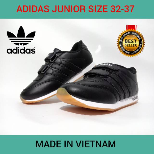 SEPATU ANAK SEKOLAH ADIDAS HITAM / SEPATU SNEAKERS ANAK COWOK CEWEK UNISEX SIZE 32-38 / SEPATU SEKOLAH PAUD TK SD JUNIOR KIDS PROMO ADIDAS ANAK USIA 5 - 11 TAHUN