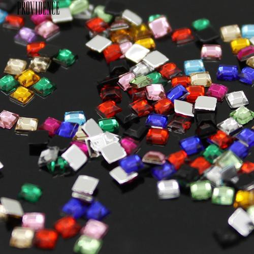 [Bayar Di Tempat] 12 Warna 3D 3mm Persegi Nail Dekorasi Pipih Shiny Rhinestone DIY Nail Art Tips