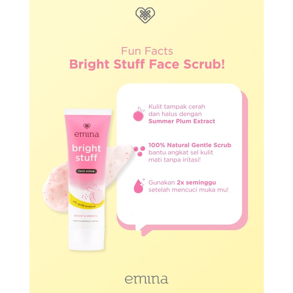 ✿ELYSABETHME✿ ˜”*°• emina •°*”˜. Emina Bright Stuff Face Scrub mencerahkan memutihkan wajah peeling