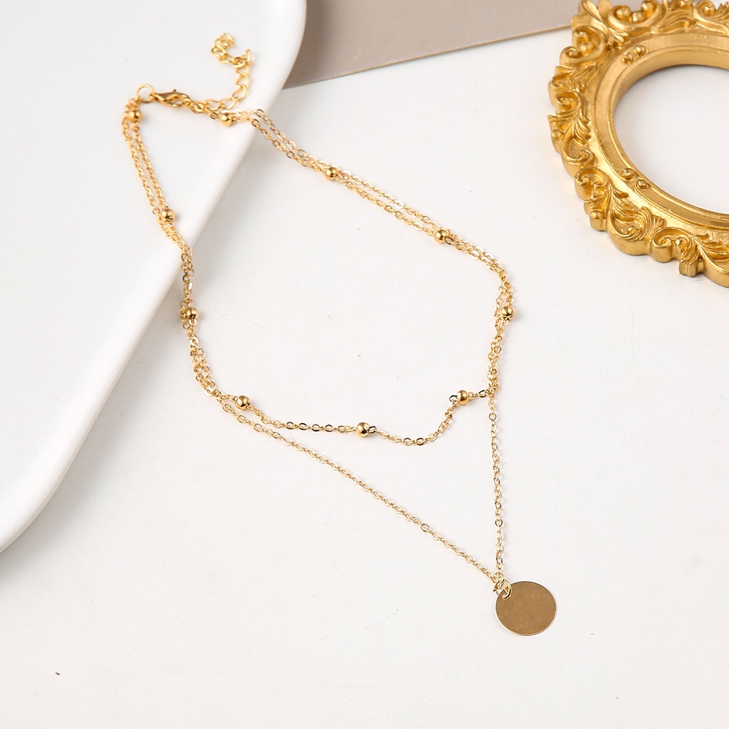 Fashion Alloy Coin Necklace for Women Korea Double Necklace