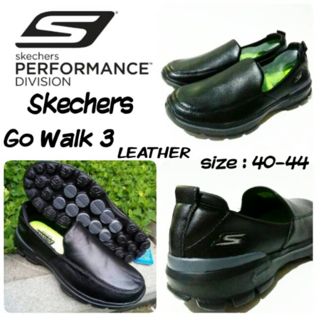 Sepatu skechers Man Go Walk 3 Leather sepatu skechers slip on kulit hitam polos terbaru dan termurah