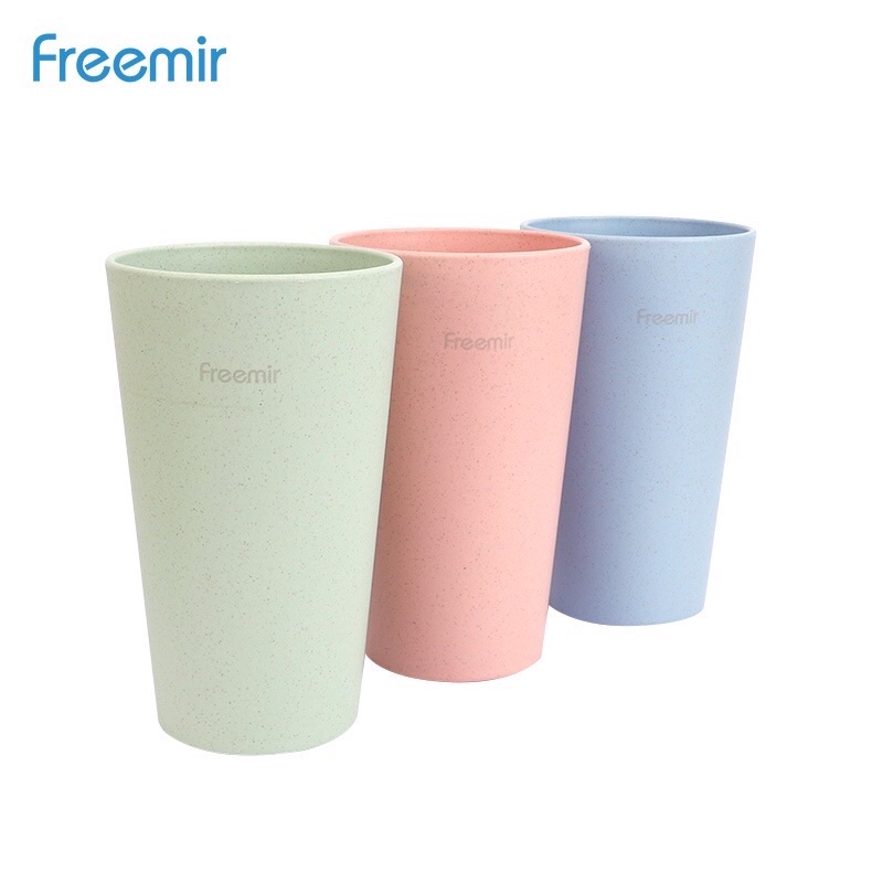 Freemir Set 3 Pcs Gelas Jus 14cm Wheat Straw Cangkir Mug plastik warna warni