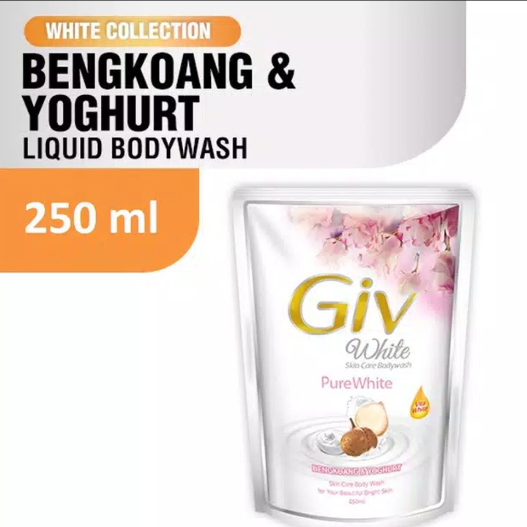 GIV white sabun mandi cair bengkoang pepaya sakura lemon 250 ml refill