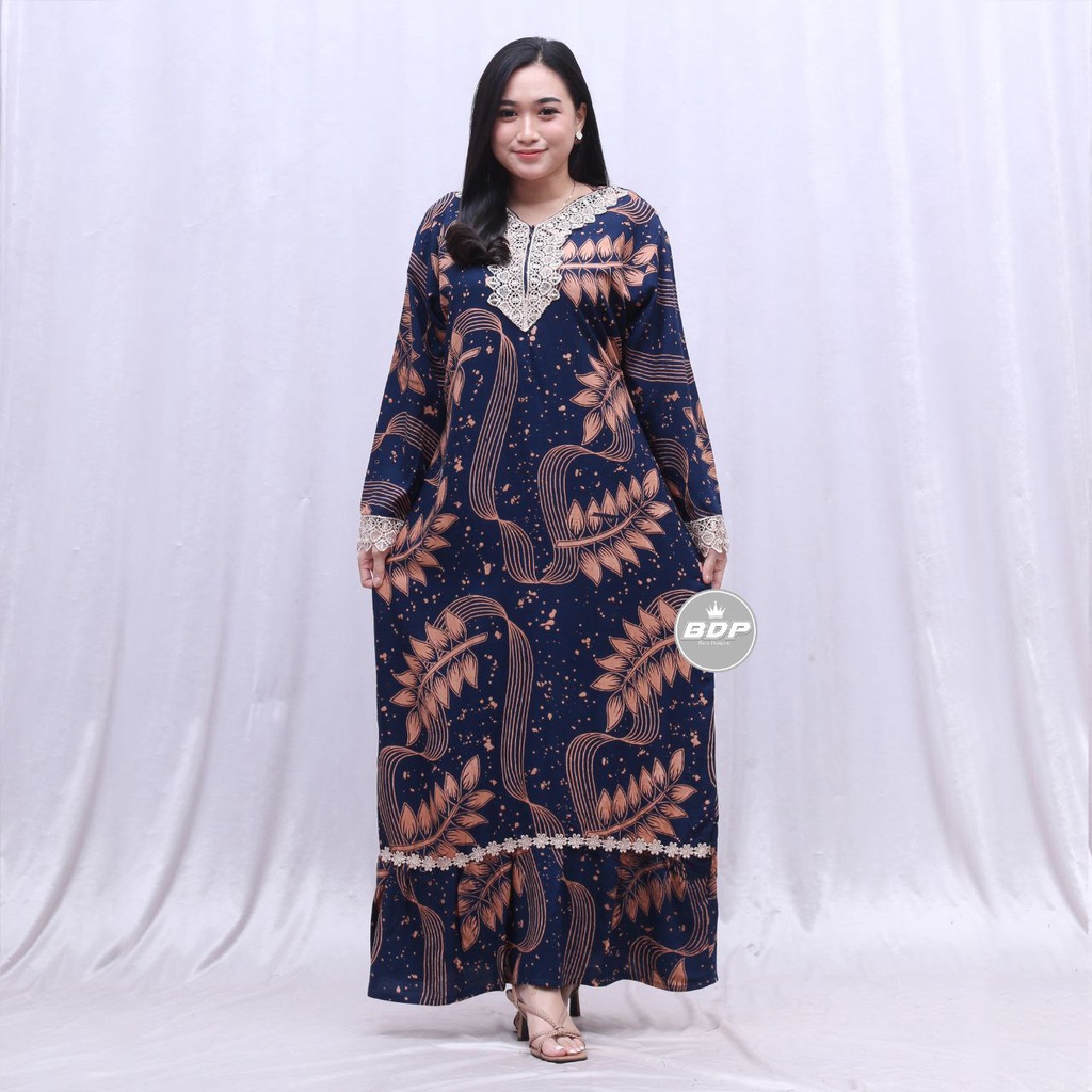 Dianputri - Daster Arab Zeema | Rayon Super Grade A | Resleting Depan Busui | Renda Milo Ori-selerai navy