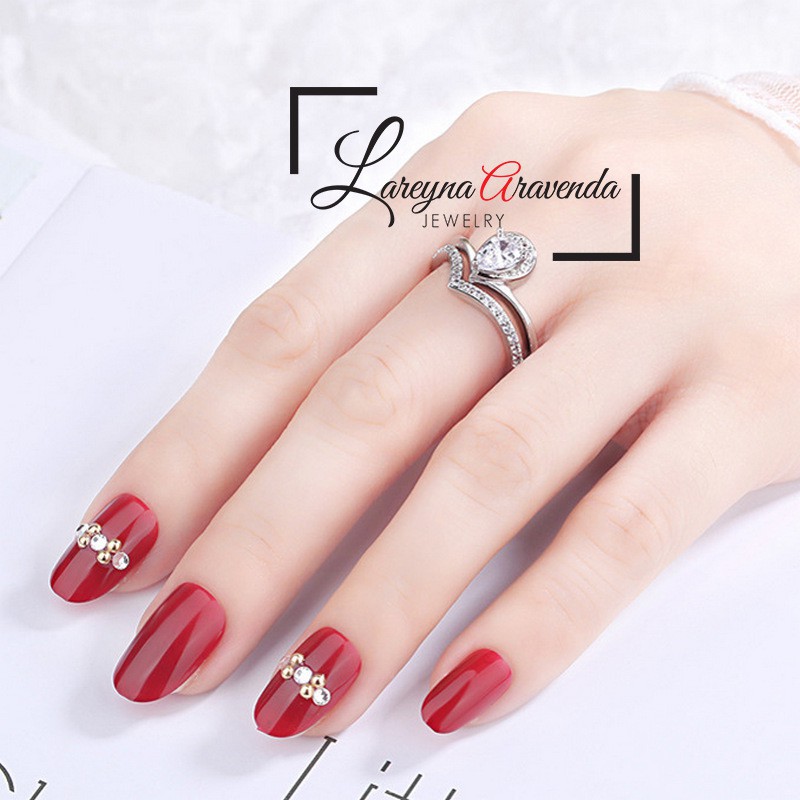 Cincin Silver S925 Wanita 2 in 1 Model Tetesan Diamond CC025