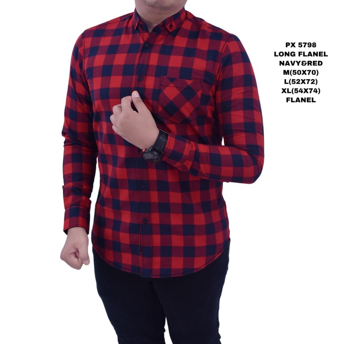 kemeja flanel pria lelaki cowok (LEVIS) murah merah & hitam