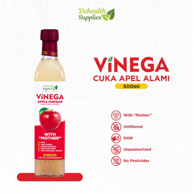 Dehealth Supplies VINEGA CUKA APEL Alami 500ml - Apple Cider Vinegar