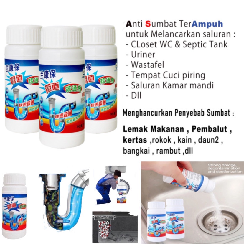 ( BISA COD ) PROMO SERBUK BUBUK ANTI MAMPET / PEMBERSIH PIPA TOILET WC / SERBUK ANTI SUMBAT / BUBUK PELANCAR SALURAN AIR PIPA WASTAFEL WC AMPUH ANTI MAMPET / PEMBERSIH SALURAN PIPA 100% AMPUH