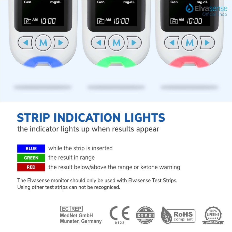 Elvasense Alat GCU 3in1 Alat Tes Gula Darah Kolesterol Asam Urat