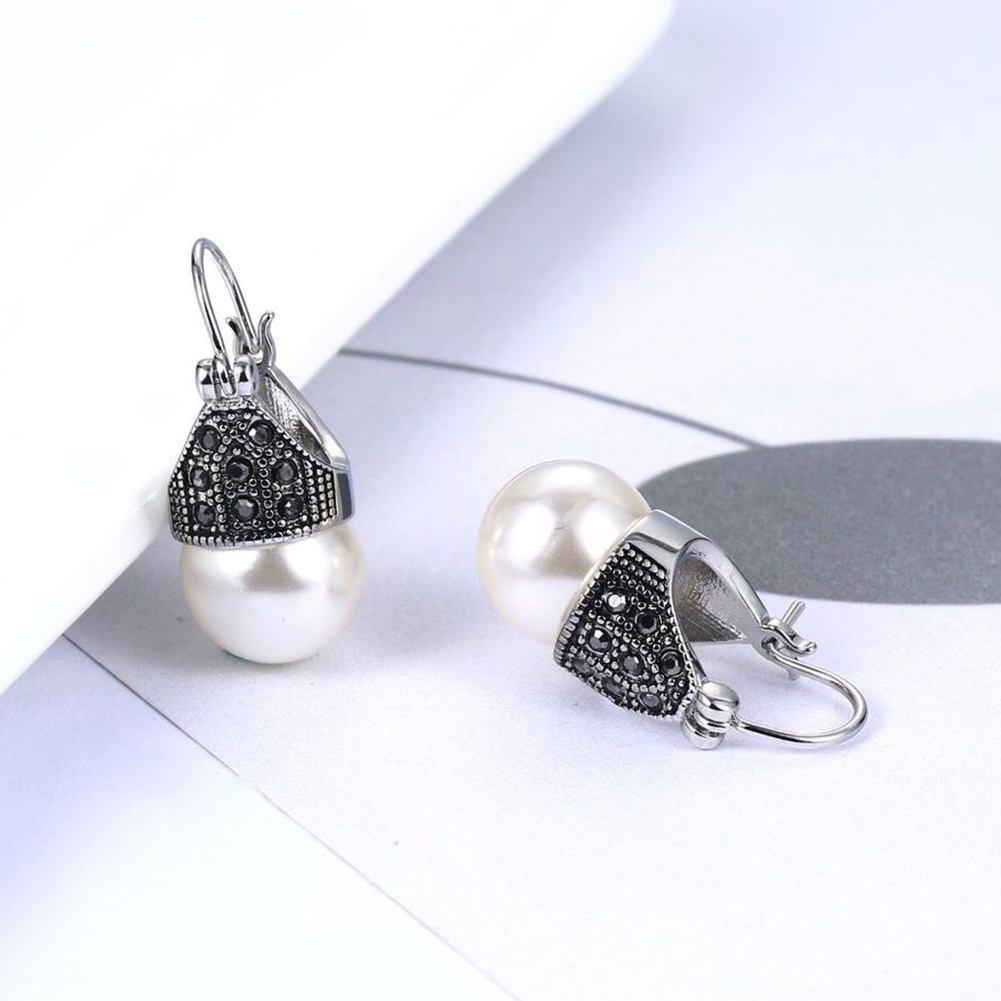 Hu Hu Hu Hu Hu Alat Bantu Pasang Kacamata♡ Anting Liontin Mutiara Imitasi Bahan Cubic Zirconia Gaya Vintage Untuk Wanita