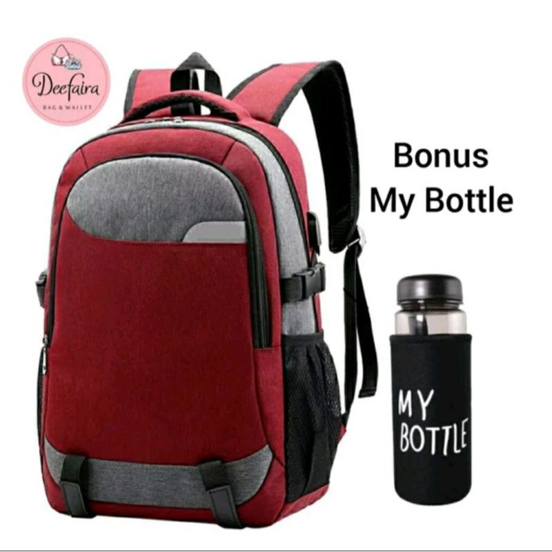 Tas Sekolah Backpack Laki Laki Tas Gendong Pria Free My Bottle