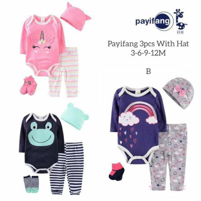 Set jumper bayi plus topi kaos kaki/ set jumper bayi import/ jumper bayi lucu