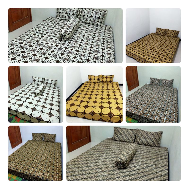 TERMURAH  SPREI BATIK HALUS HITAM MANIS NO 1 ASLI PEKALONGAN SPREI BATIK MOTIF KEMBANG MATRIAL KATUN