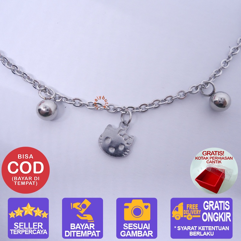 Lovelybutik - Gelang Kaki Titanium Asli Anti Karat Cutie Gelang Kaki Titanium Silver BONUS KOTAK