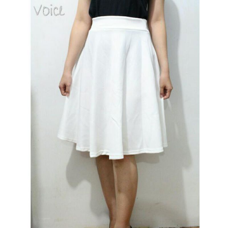 ROK PENDEK POLOS MIDI FLARE SKIRT//ROK PENDEK BAHAN SCUBA PREMIUM//ROK PENDEK WANITA