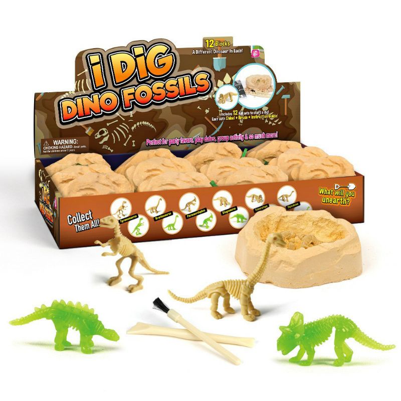 Mainan I Dig Dinosaurus Gems Crystal, Mainan Gali Fossil Tulang
