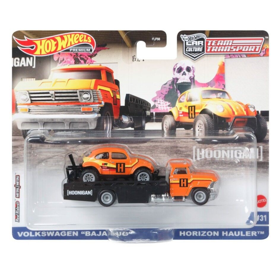 TT31 VOLKSWAGEN BAJA BUG HORIZON HAULER HOONIGAN Orange Team Transport Premium HW Diecast Hot Wheels