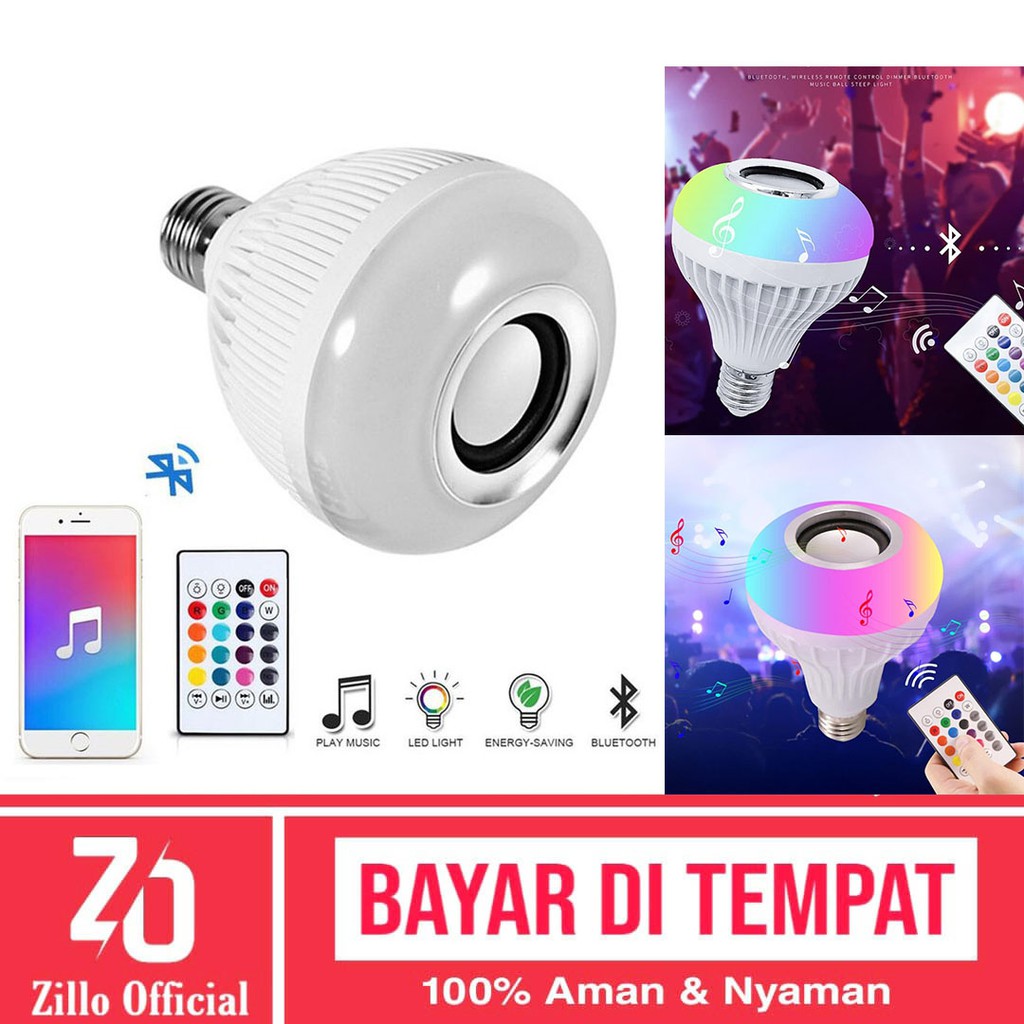 ZILLO Lampu Bohlam Speaker Wireless Lampu LED Musik Wireless Smart LED Music Light Bluetooth