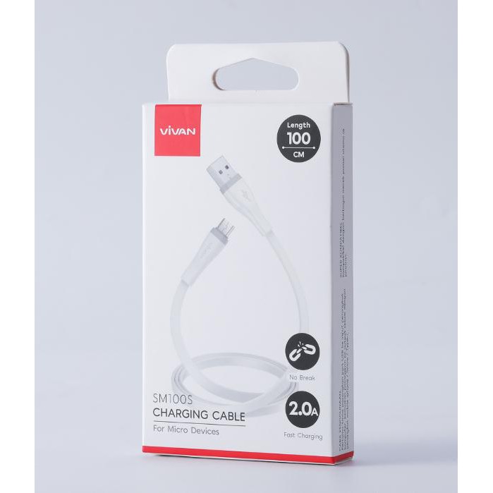 Kabel Data Micro VIVAN SM30S SM100S SM200S 2.0A FAST CHARGING Kabel Charger Android Kabel Casan V8 100cm GARANSI