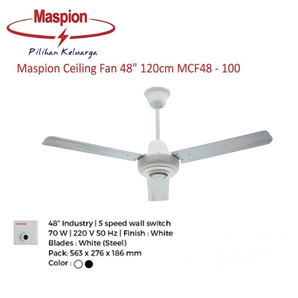 Kipas Angin Industry Maspion MCF48-100 Wall Control MCF48-100WH