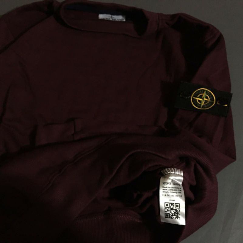 CREWNECK PREMIUM TERLARIS STONE ISLAND MAROON FULL TAG LABEL CASUAL HYPE