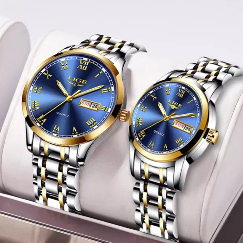 LIGE Jam Tangan Wanita Mewah, Jam Tangan Wanita Mewah, Anti Air, Gelang Tali Baja, Jam Tangan Merek 